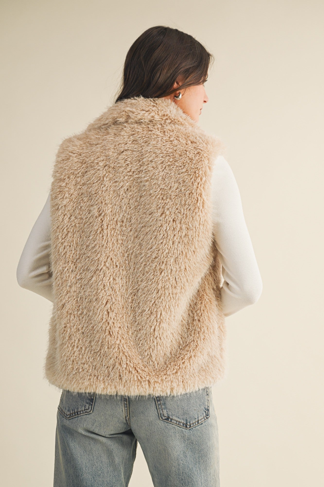 Curly-textured Faux Fur Vest
