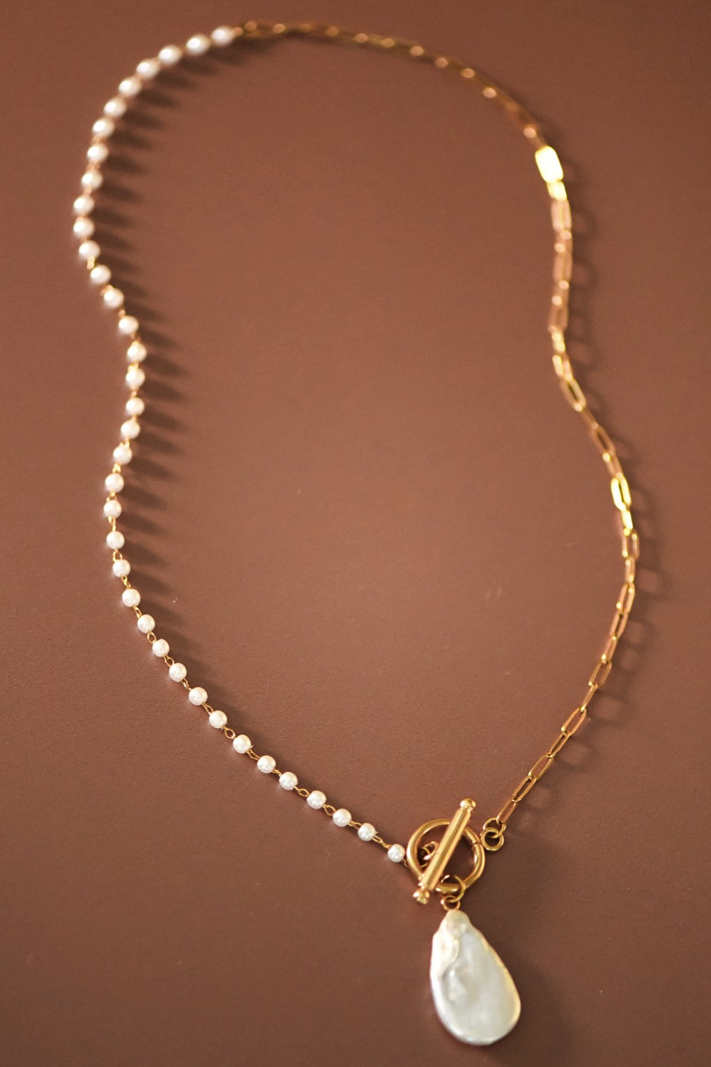 Pearl Front Clasp Necklace