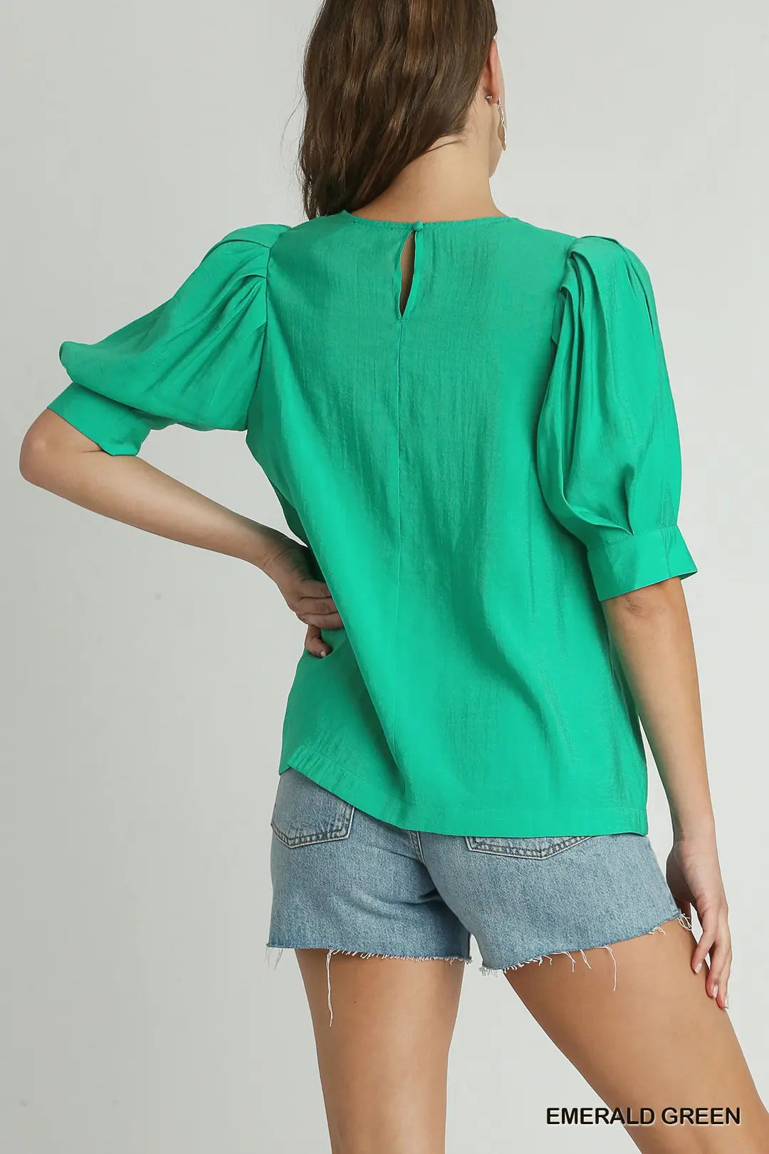 Boxy Cut Top with Bubble Sleeves