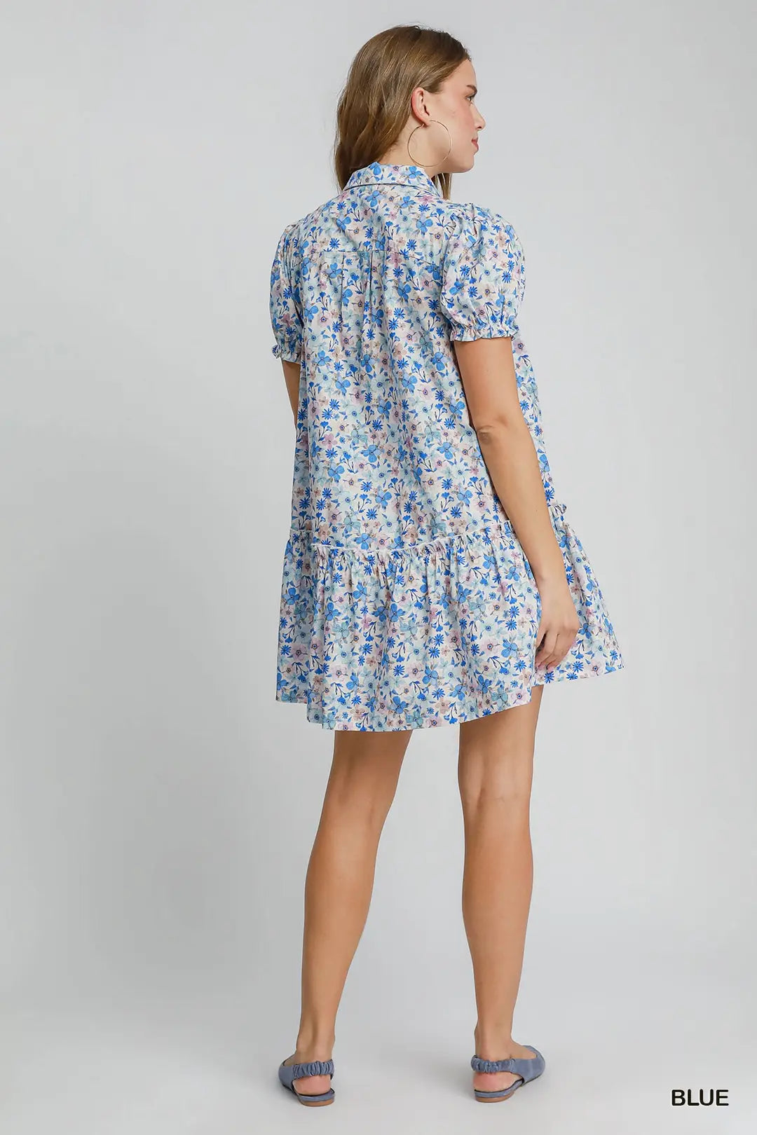 Flower Print Mini Shirt Dress