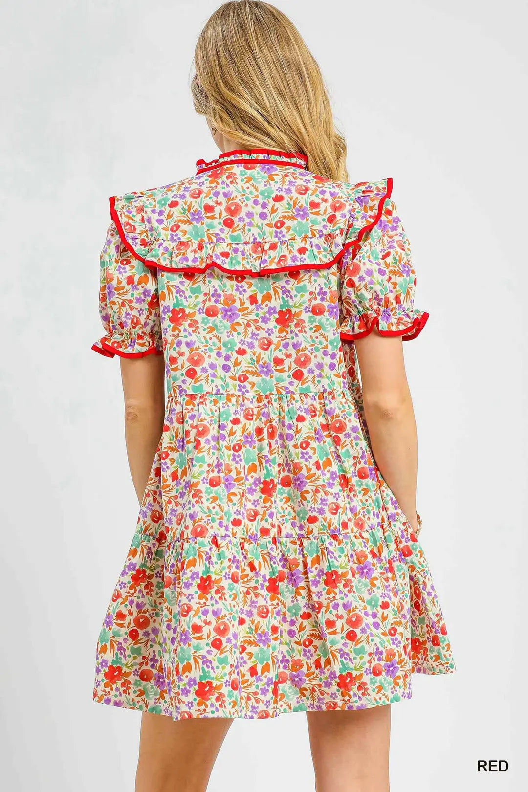 Ruffle Trim Floral Babydoll Dress