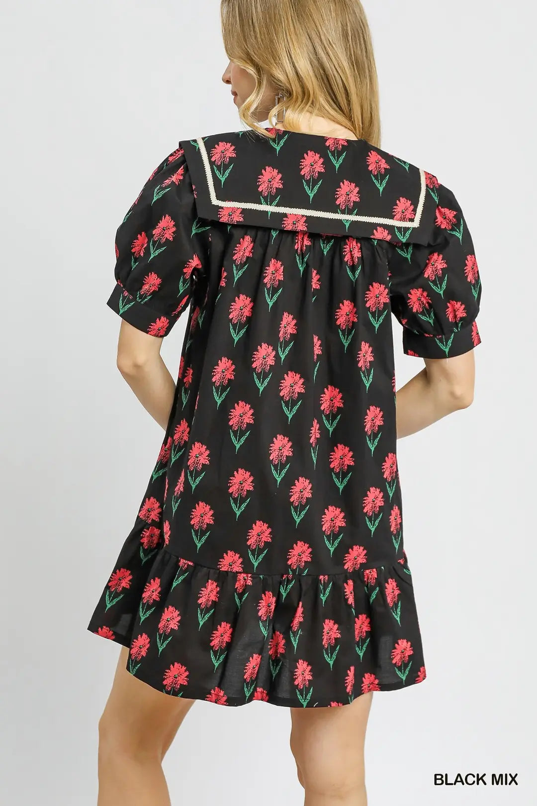 Floral Puff Sleeve Mini Dress