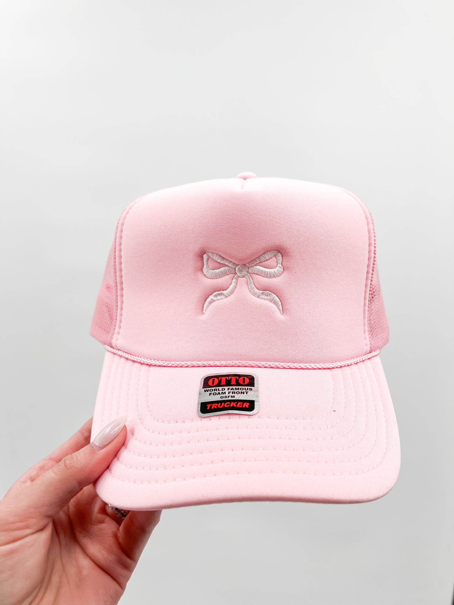 Baby Pink Bow Foam Trucker Hat (MPOM)