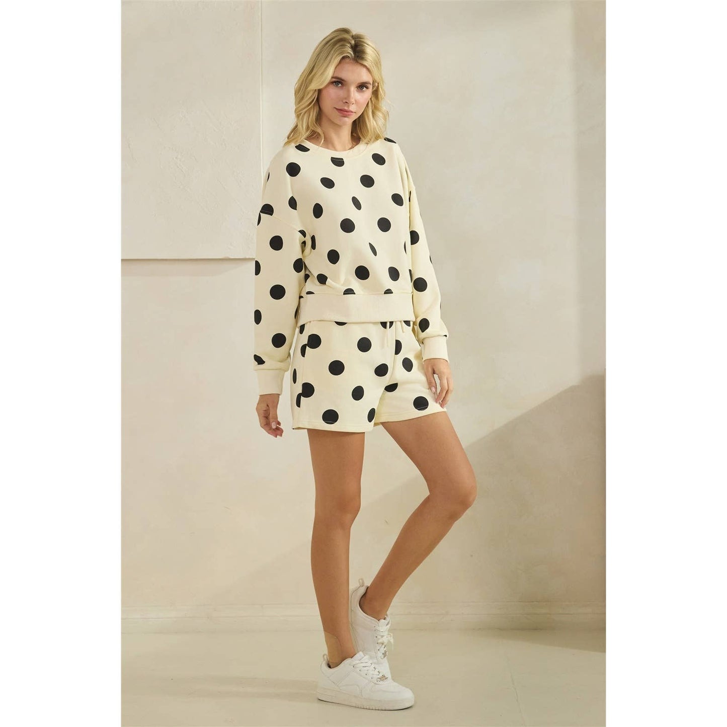 Polka Dot Crew Neck Sweatshirt