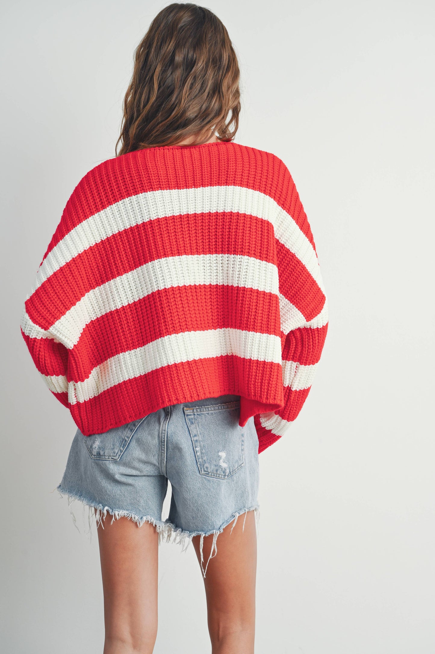 Striped V-Neck Cardigan with Buttons