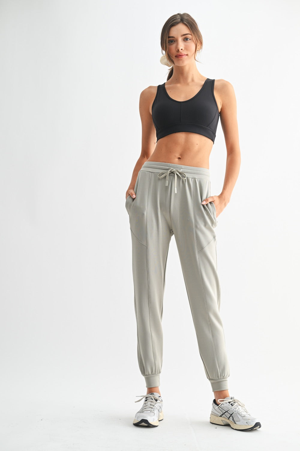 Cuffed Joggers with Zippered Pockets