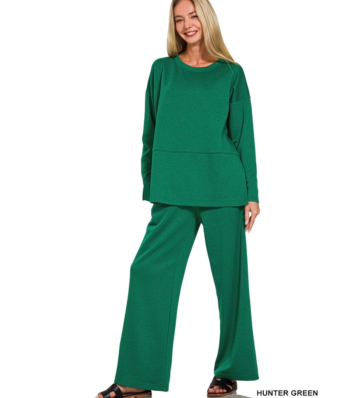 Scuba Side Slit Top & Pants Set