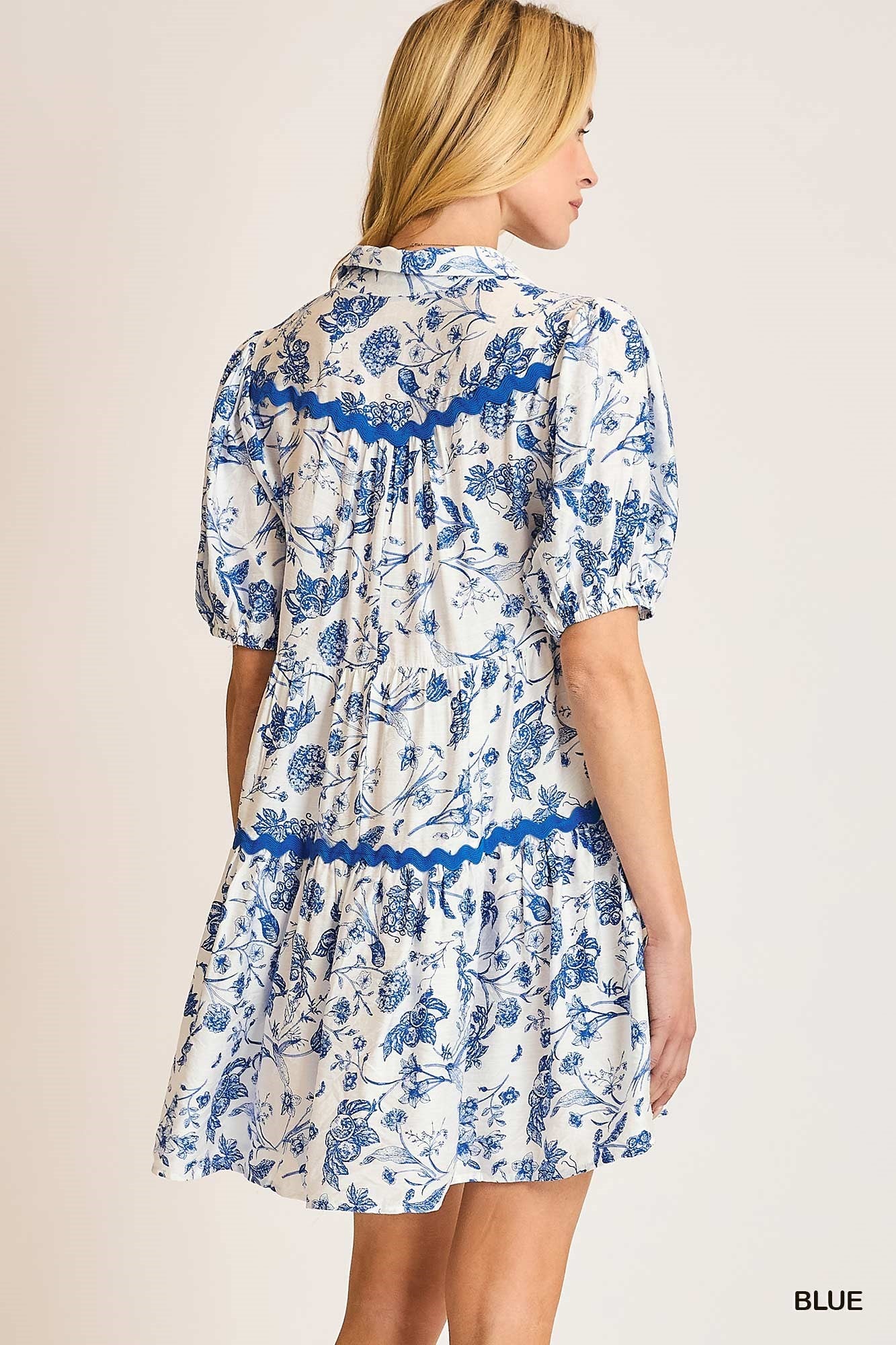 Two Tone Floral Print Dress