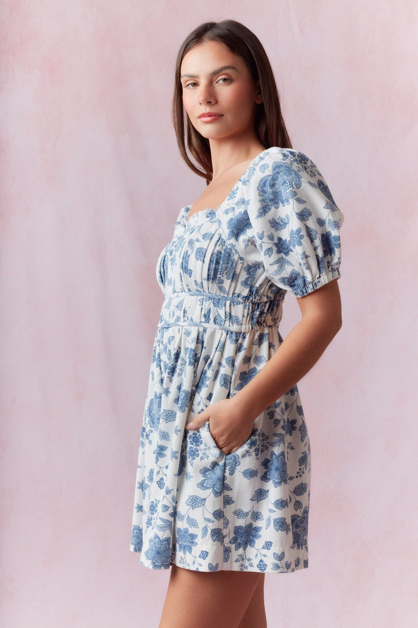Floral Printed Twill Pleats Romper