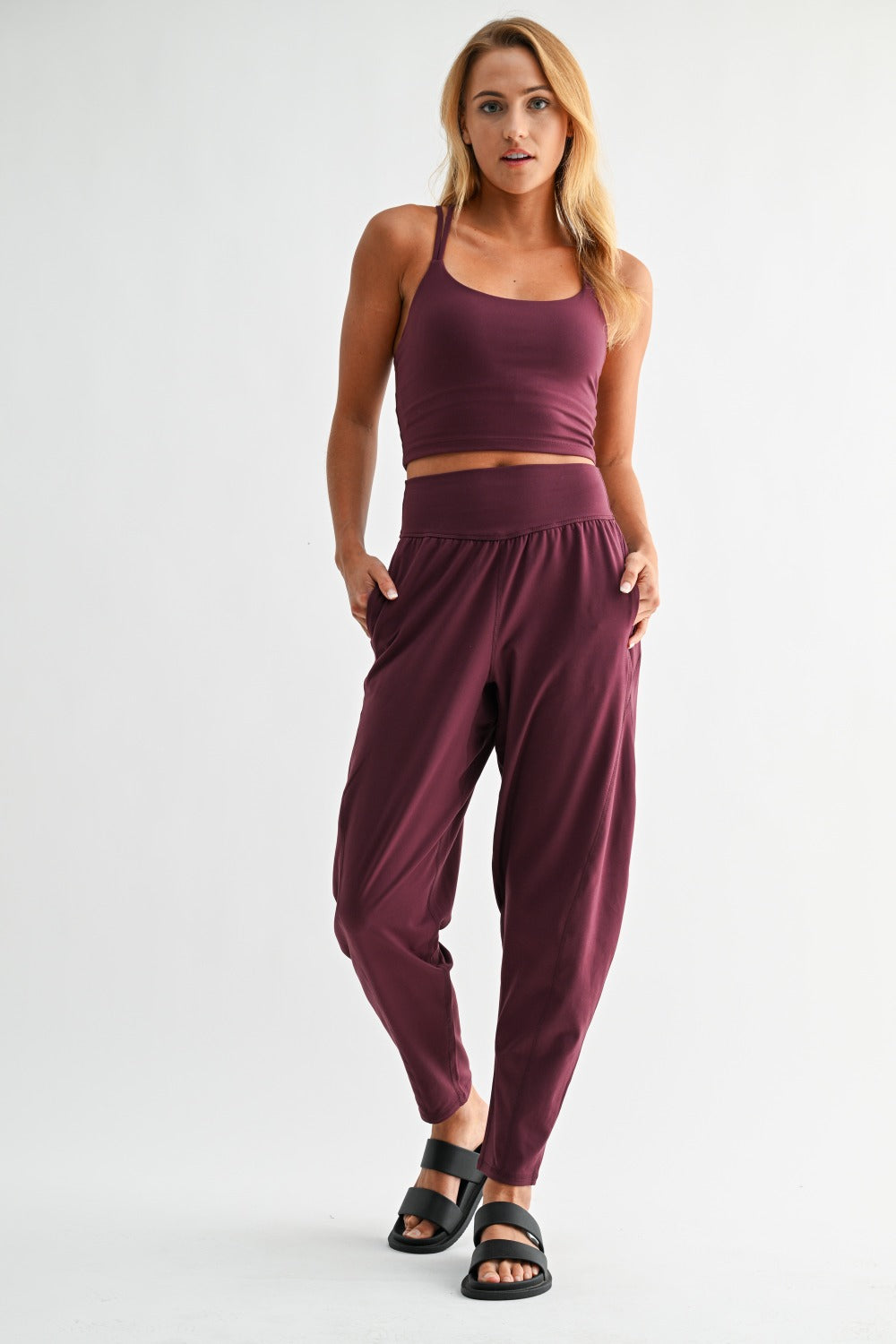 Venice Flowbarrel Active Pants - Dk Plum