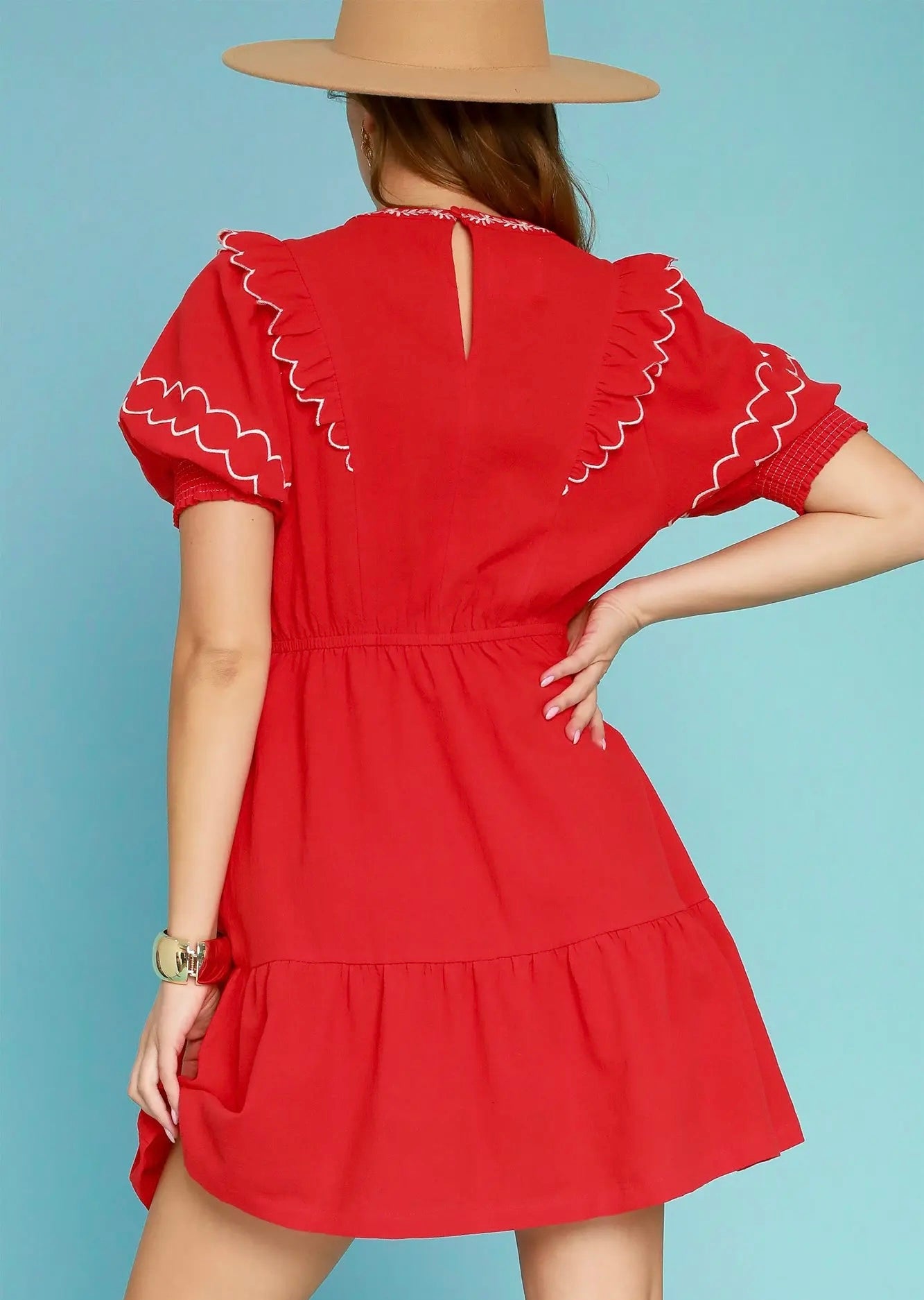 Red Floral Detail Dress