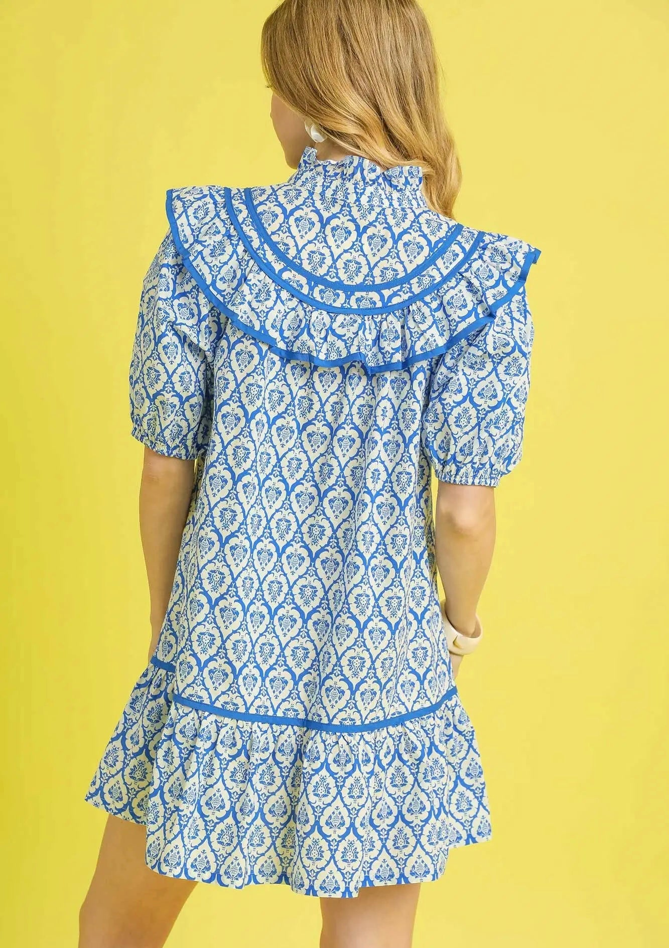 Blue Elegant Babydoll Dress