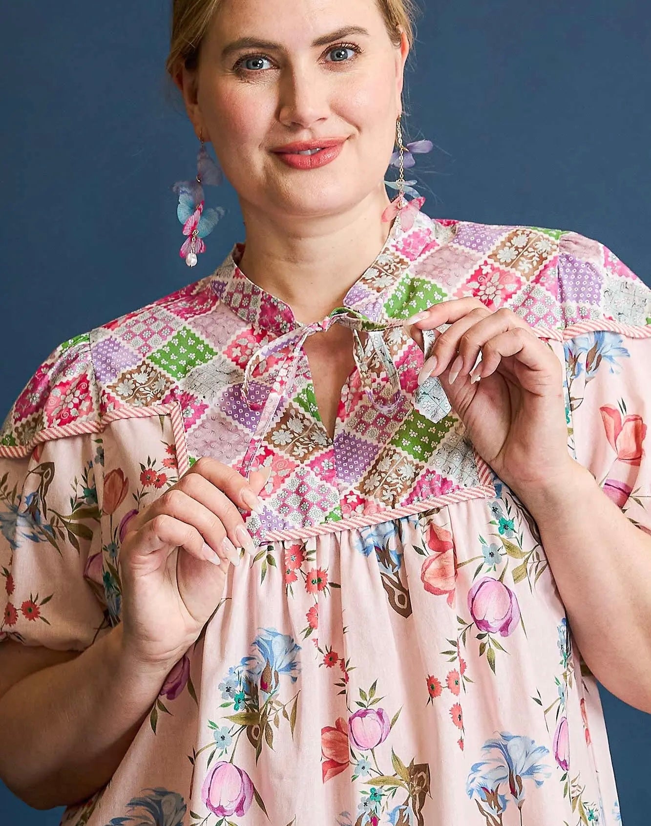 PLUS Pink Patchwork Dress