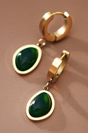 Green Drop Earrings