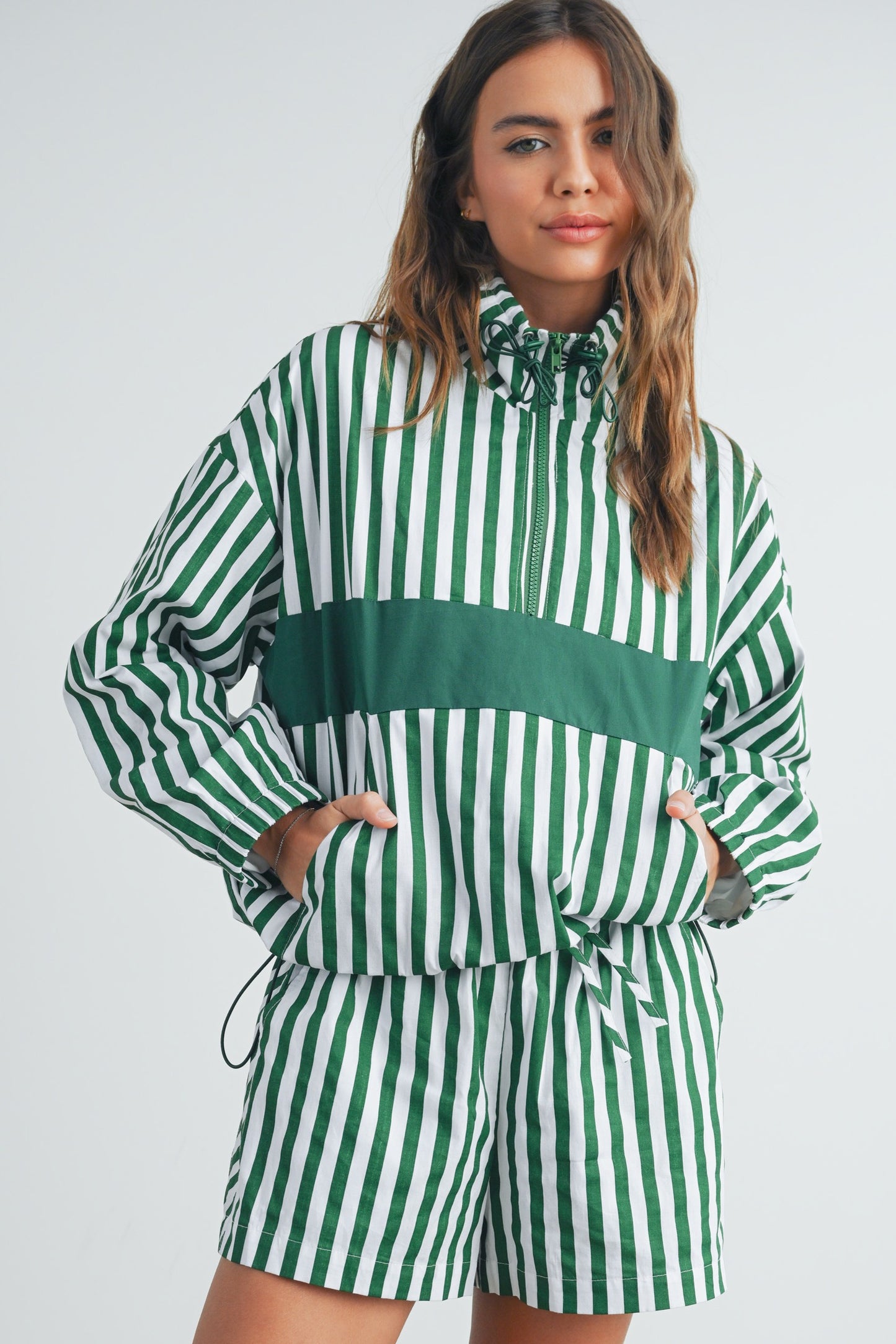 Drawstring Turtleneck Jacket