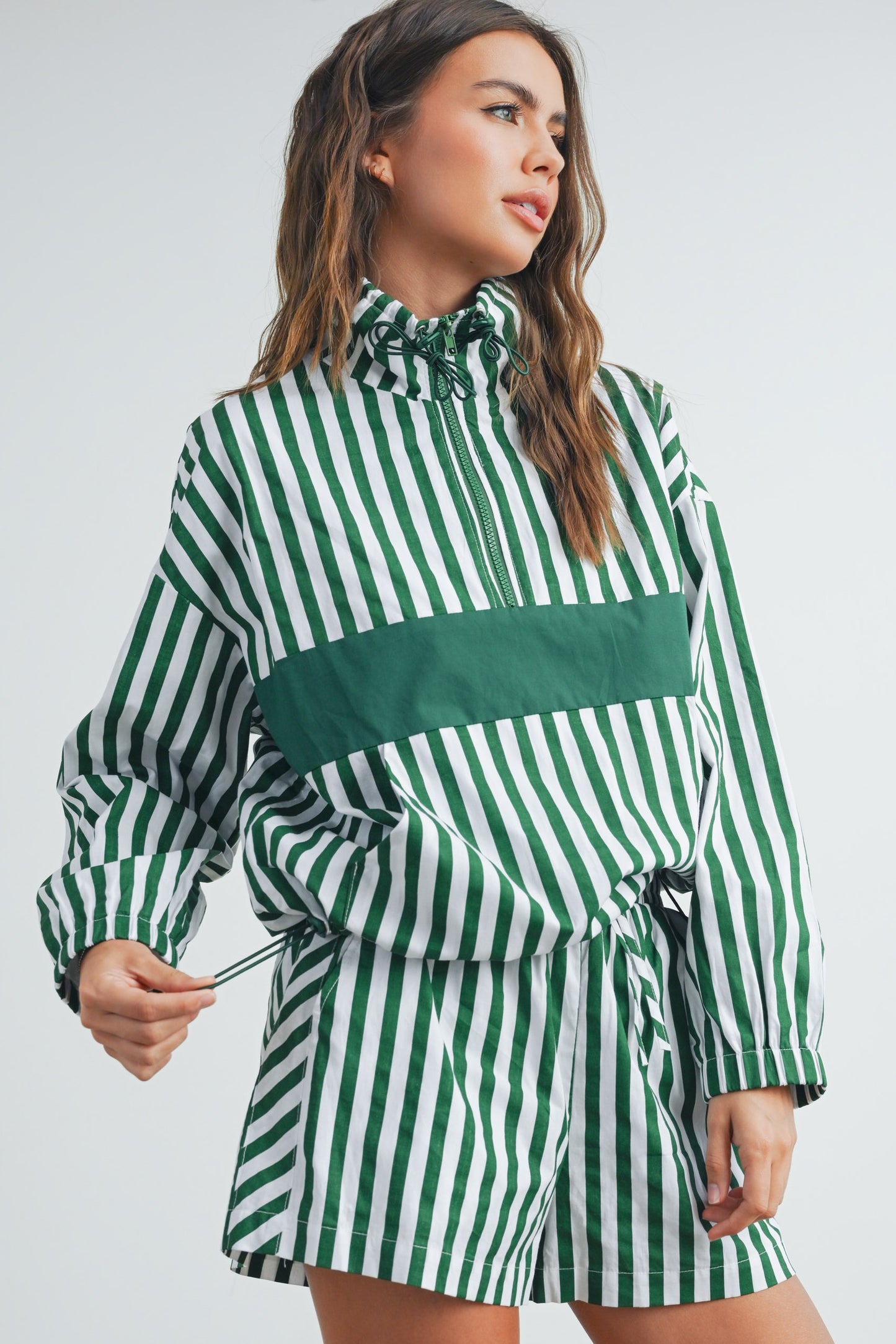 Drawstring Turtleneck Jacket