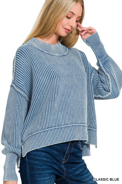 Side Slit Oversized Cropped Sweater