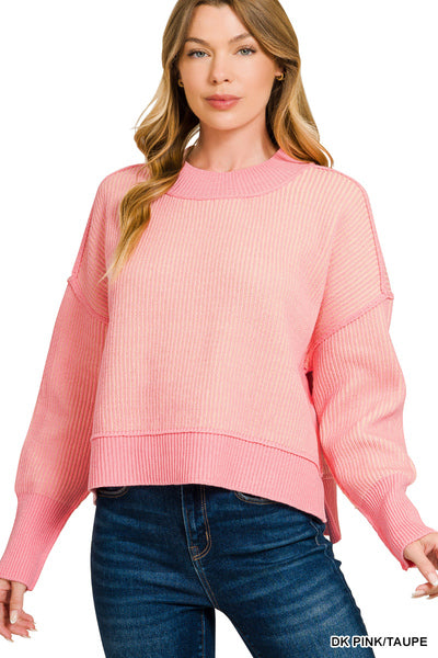 Exposed Seam Two Tone Sweater