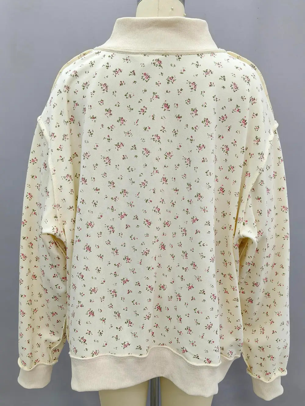 Floral Print Oversized Mock Neck Sweatshirt