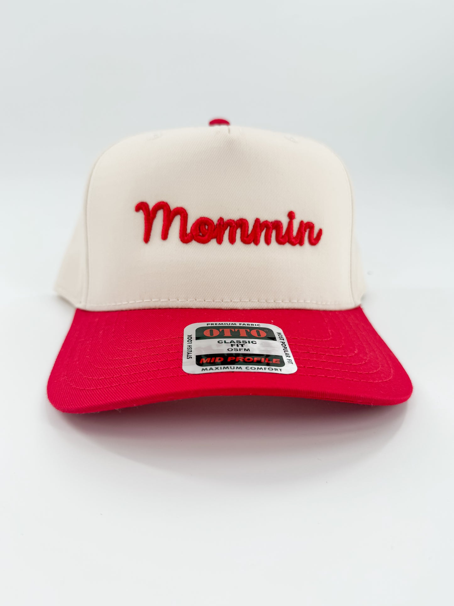 Mommin - Embroidered Hat Tan/Red