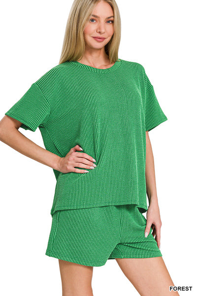 Raised Rib Short Sleeve Tee & Shorts Set