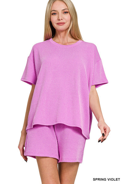 Raised Rib Short Sleeve Tee & Shorts Set