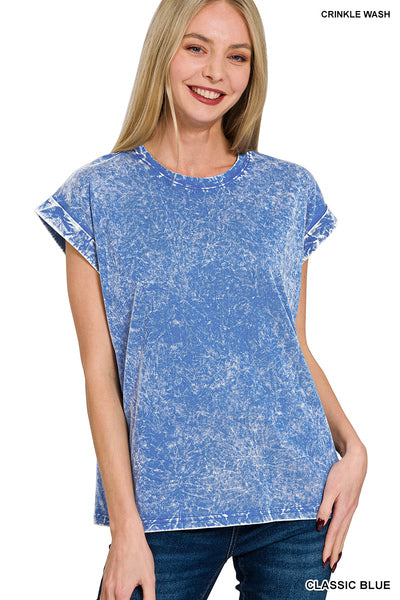 Crinkle Washed Round Neck Tee