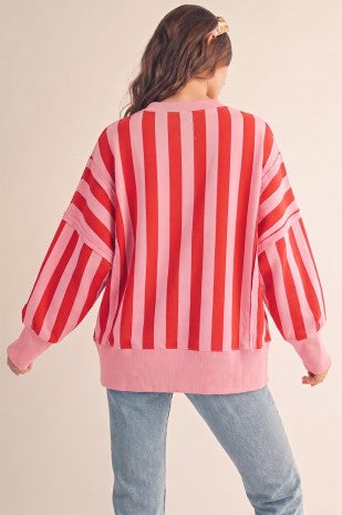 Striped Holly Jolly Oversized Sweatshirt