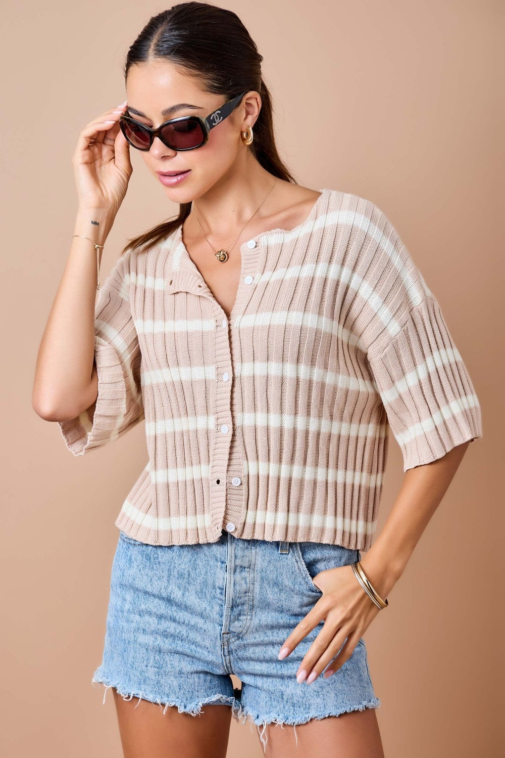 Striped Knit Sweater Top