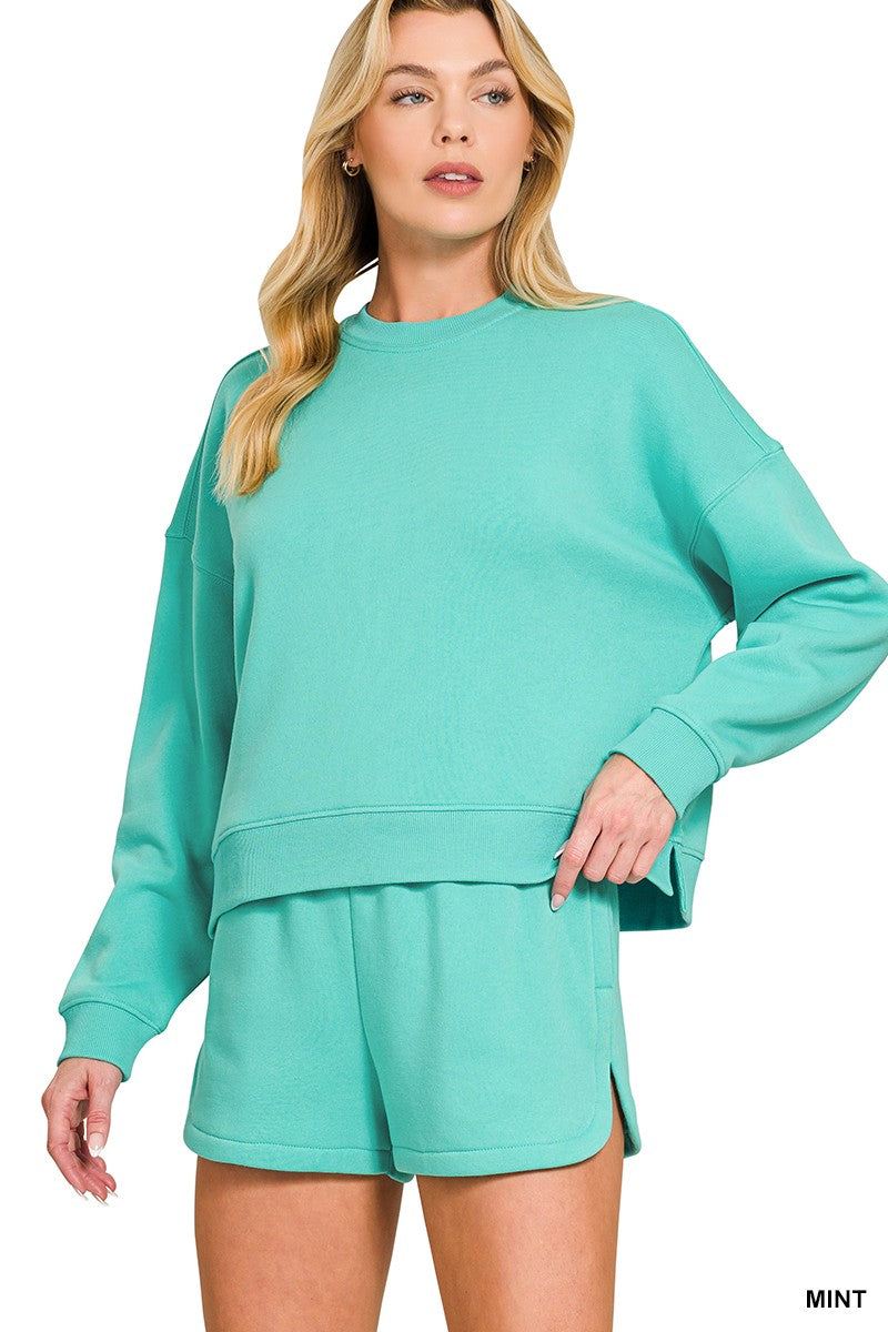 Fleece Long Sleeve Sweatshirt & Shorts Set
