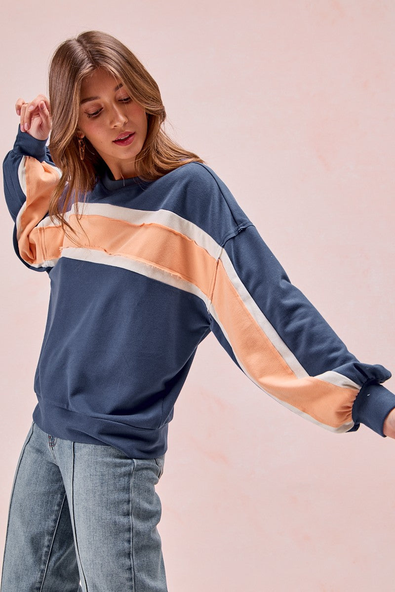 French Terry Color Block Sweatshirt