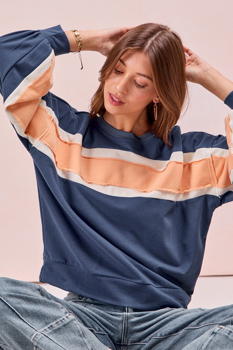 French Terry Color Block Sweatshirt