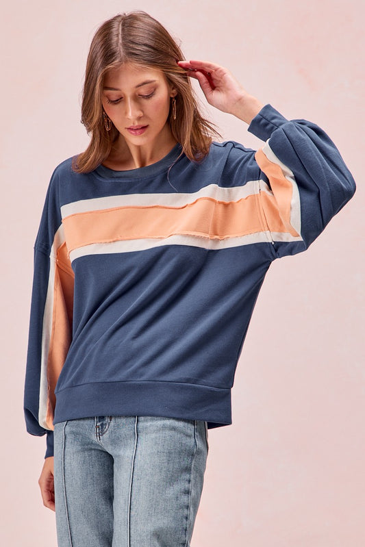 French Terry Color Block Sweatshirt