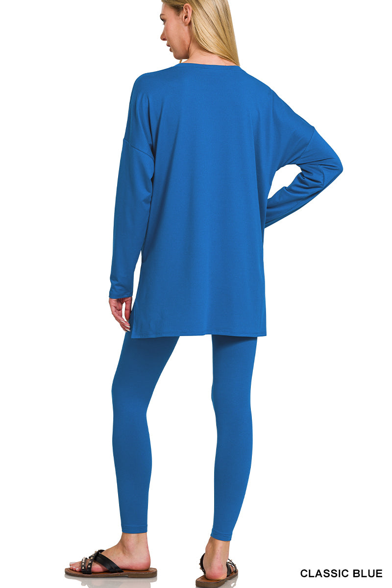 Brushed DTY Microfiber Loungewear Set - Classic Blue
