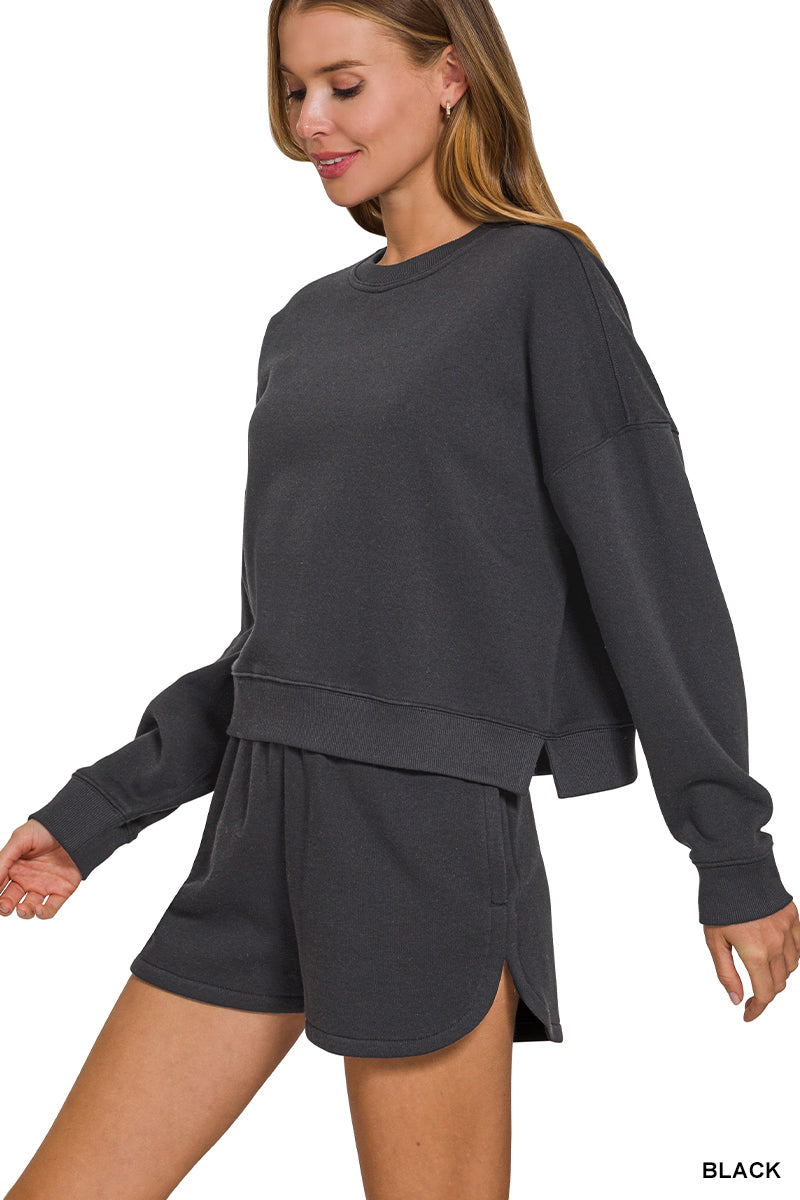 Fleece Long Sleeve Sweatshirt & Shorts Set