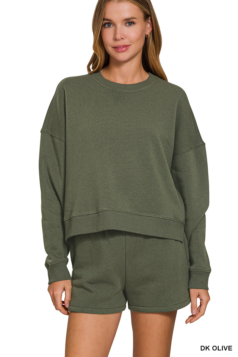Fleece Long Sleeve Sweatshirt & Shorts Set