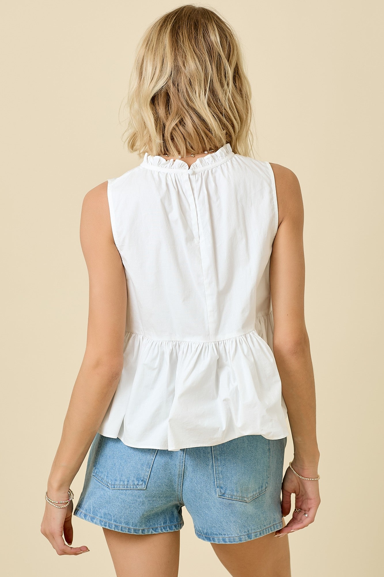 Poplin Top with Ruffles