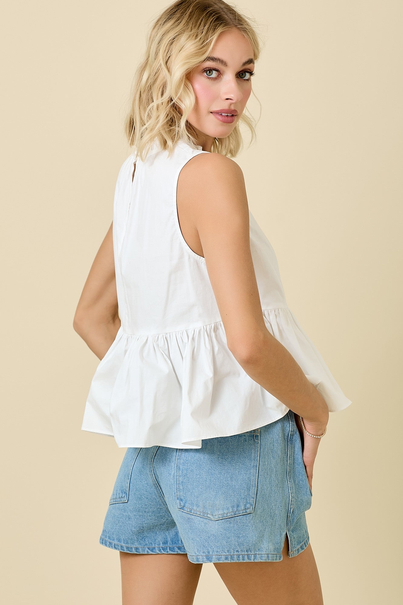 Poplin Top with Ruffles