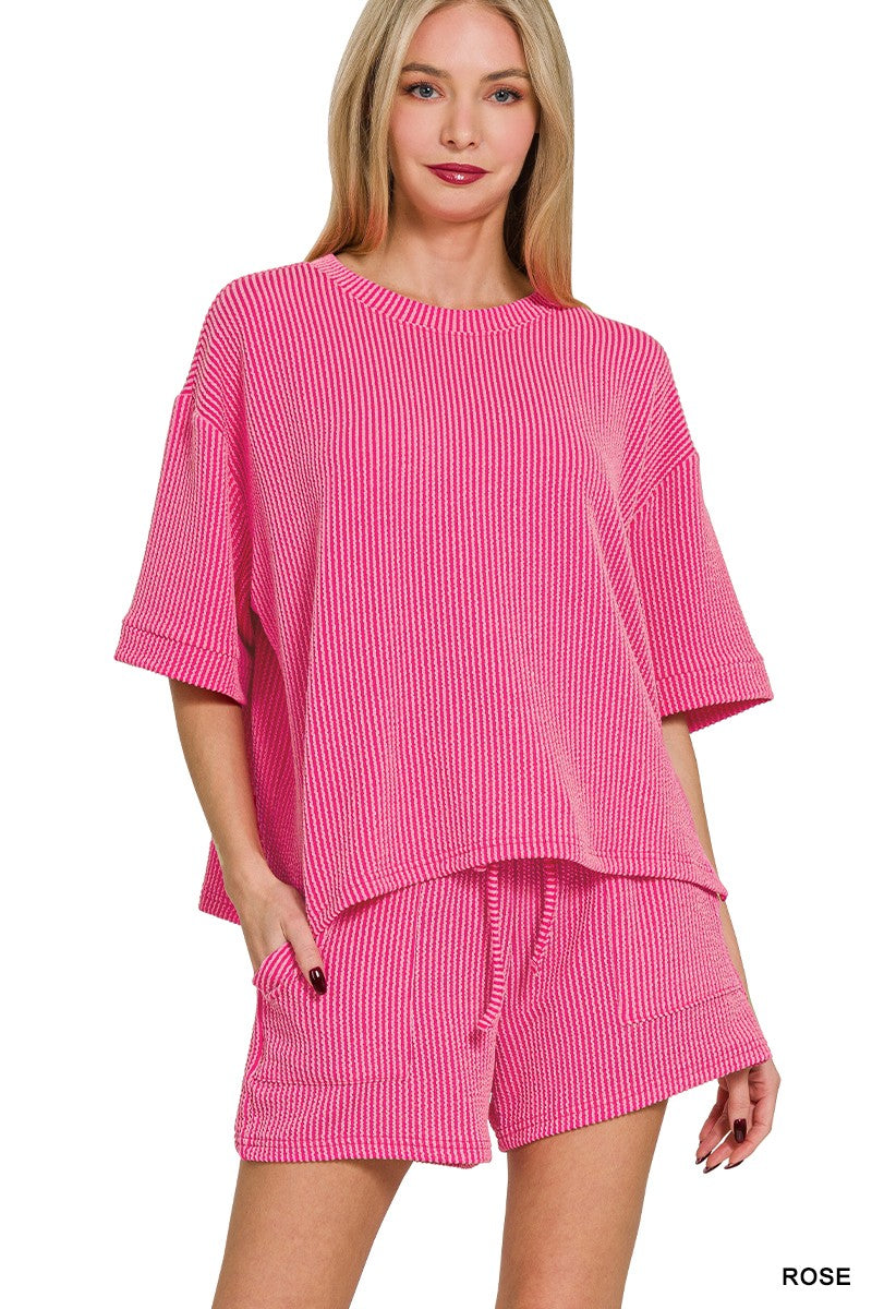 Corded Rib Shorts Set