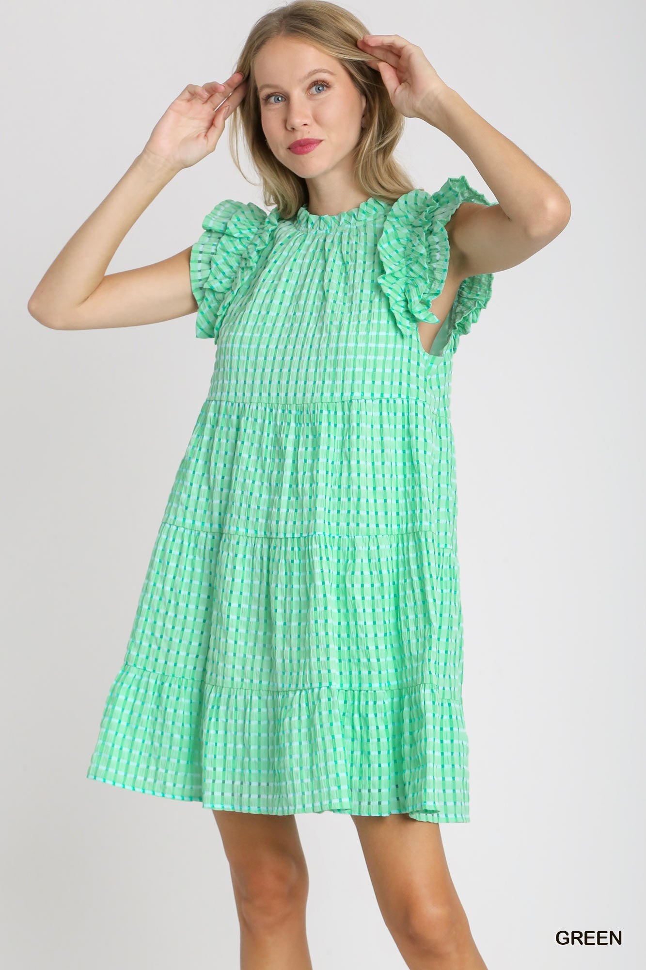 Checkered Seersucker Mini Dress