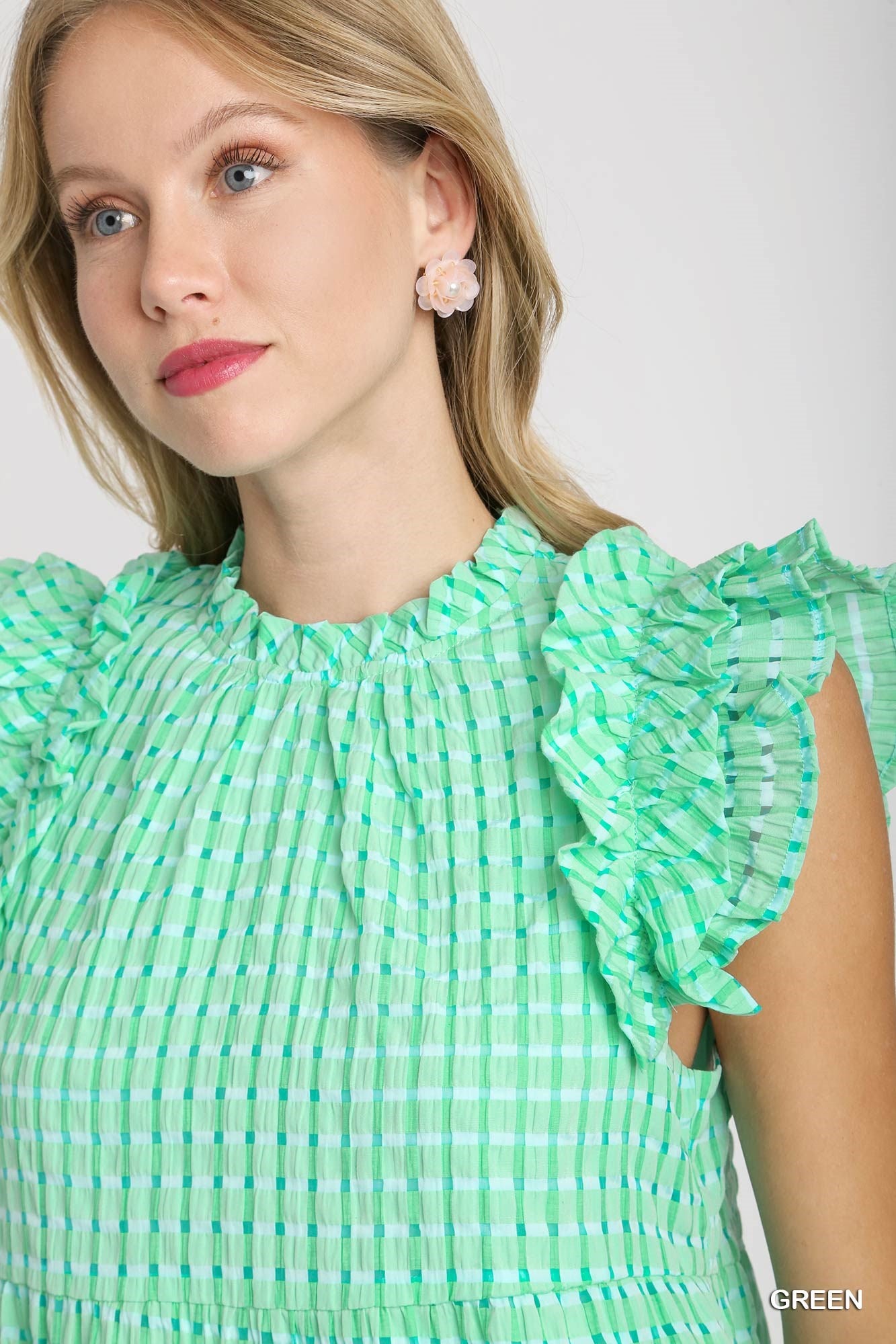 Checkered Seersucker Mini Dress