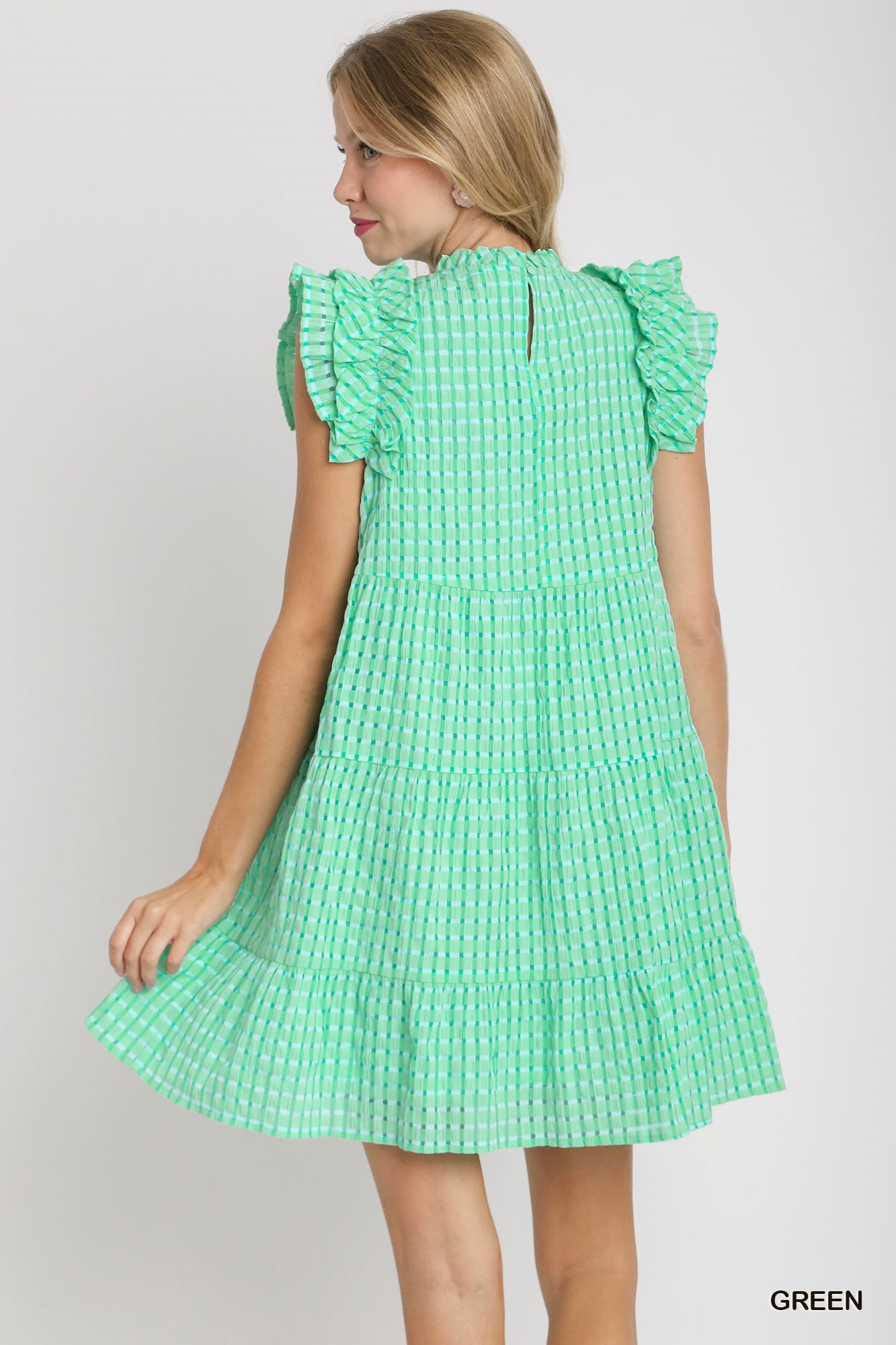 Checkered Seersucker Mini Dress