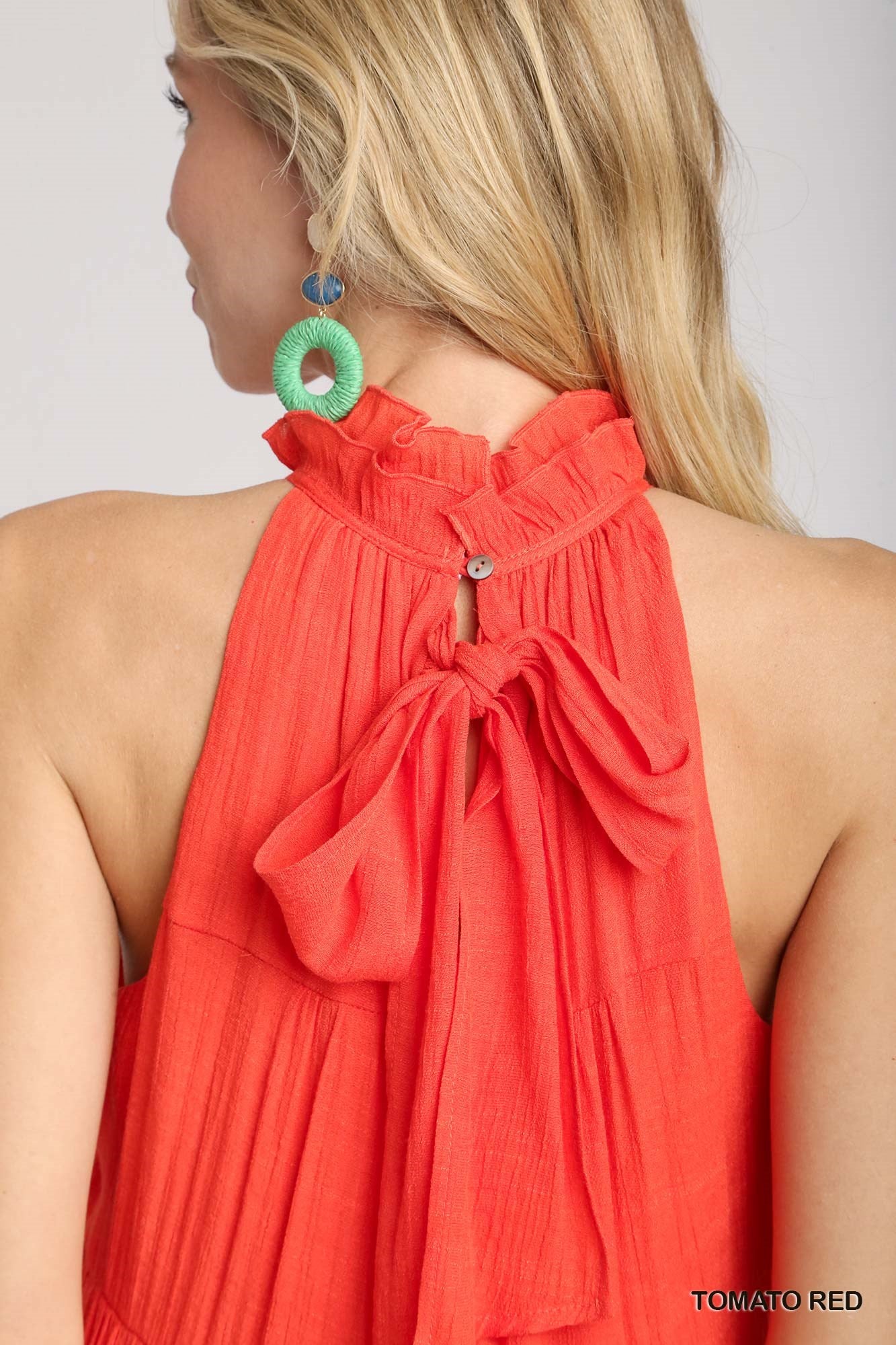 Sleeveless Halter Neck Tiered Dress
