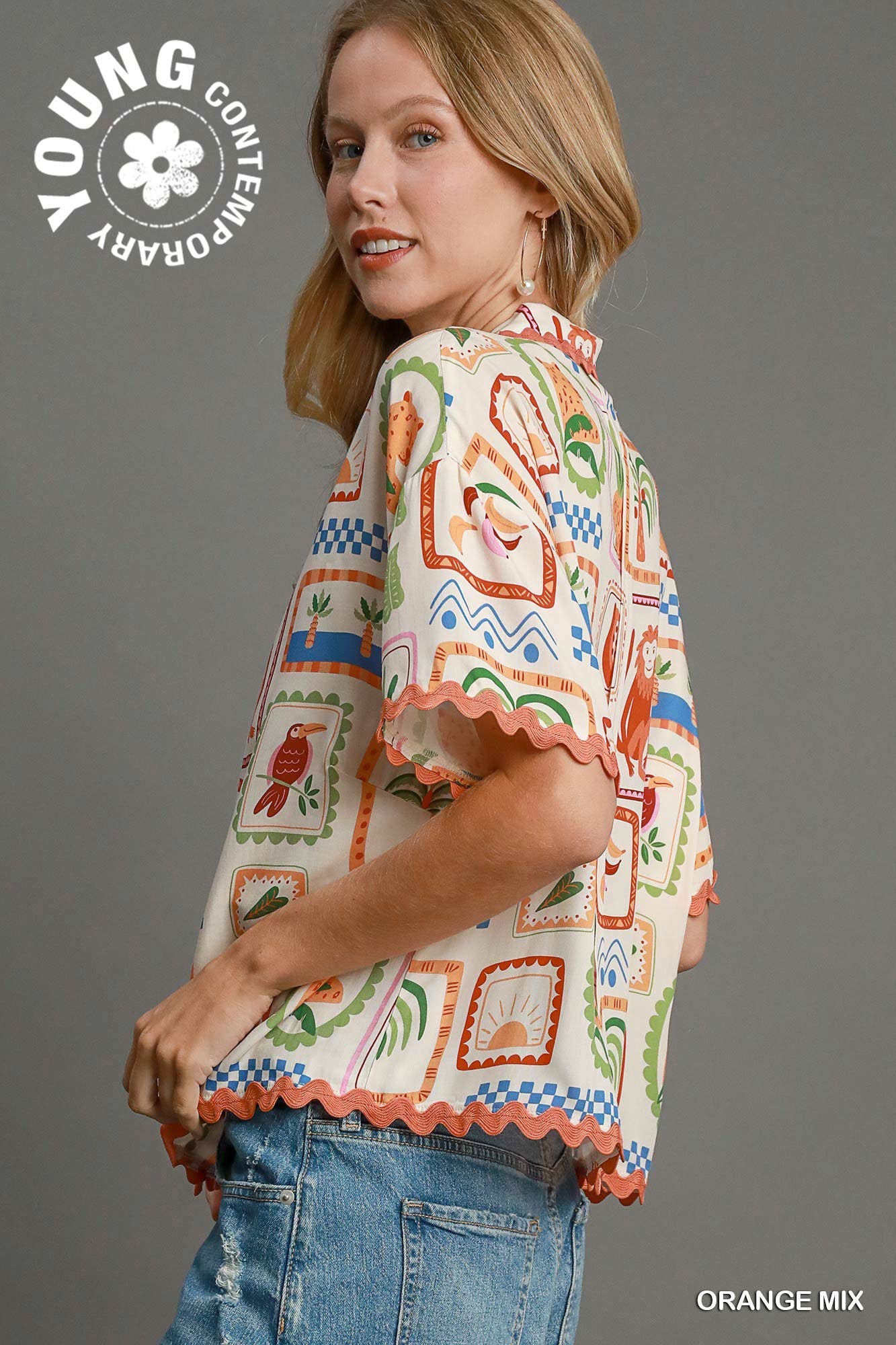 Abstract Tropical Print Shirt