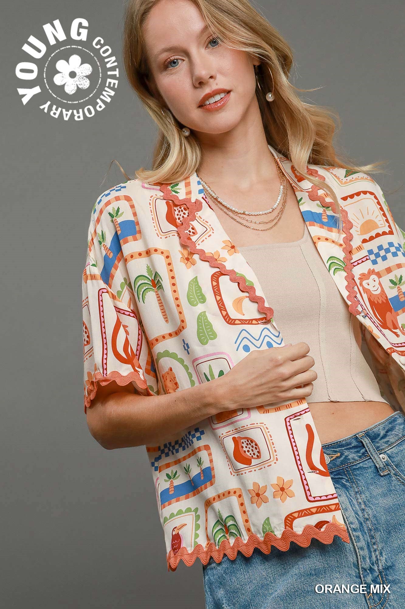 Abstract Tropical Print Shirt