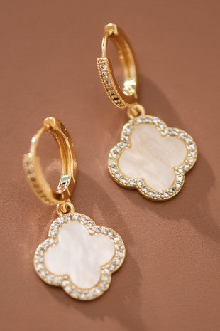 Clover Pearl Drop Earrings