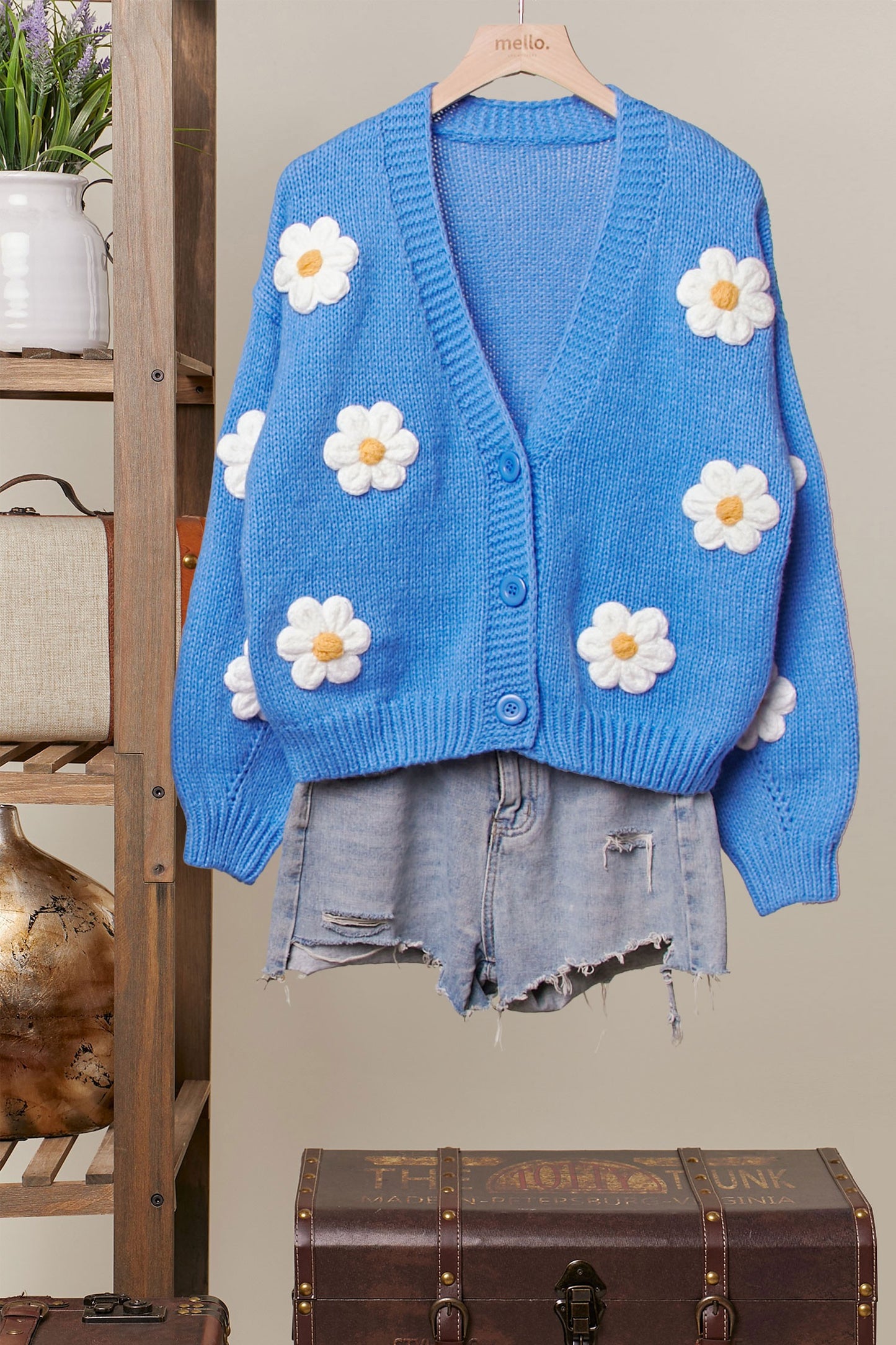 Daisy Crochet V Neck Cardigan