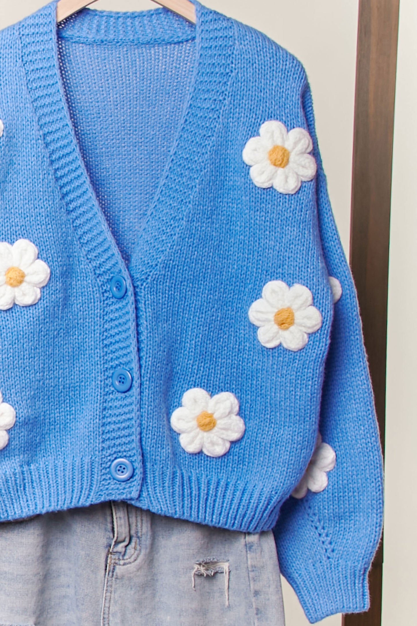 Daisy Crochet V Neck Cardigan