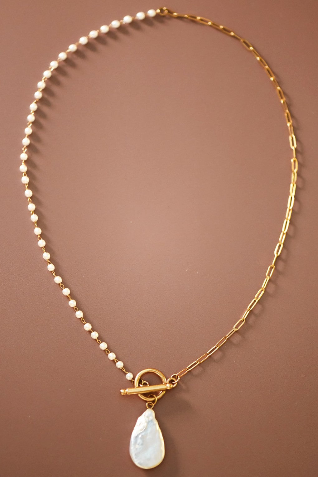 Pearl Front Clasp Necklace