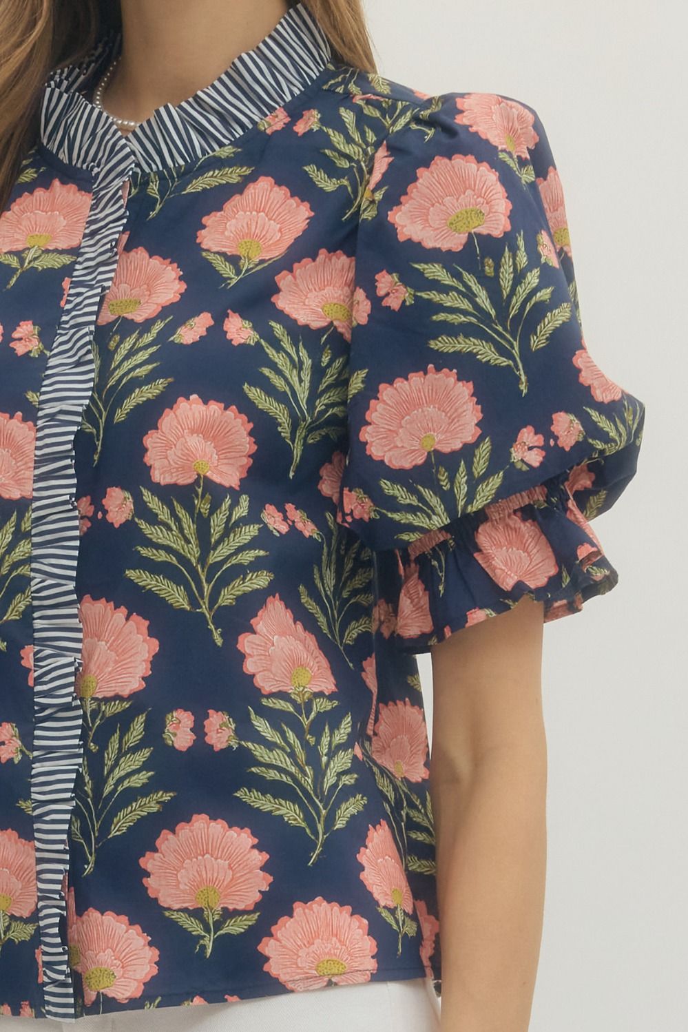 Floral Puffed Short Sleeve Top
